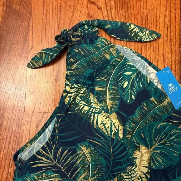 CUPSHE NWT One-Shoulder Tropical Top Size L – Leaf Print Resort Style - Picture 3 of 3